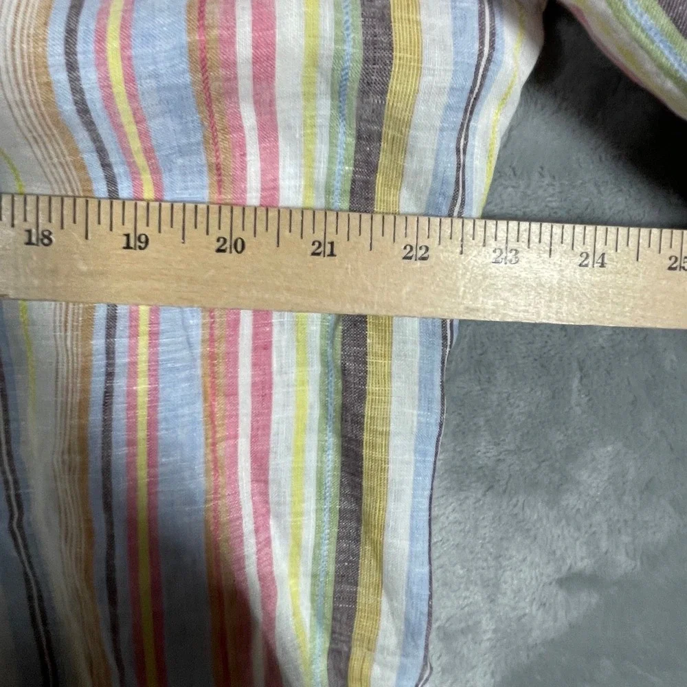 Guglielminotti Milano Mens 100% Linen Multi Color Striped Shirt Made in Italy 44